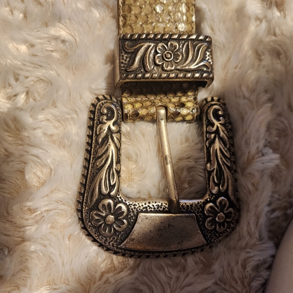 Python Belt Genuine Made In Italy Reptiles House Brass - Picture 8 of 10